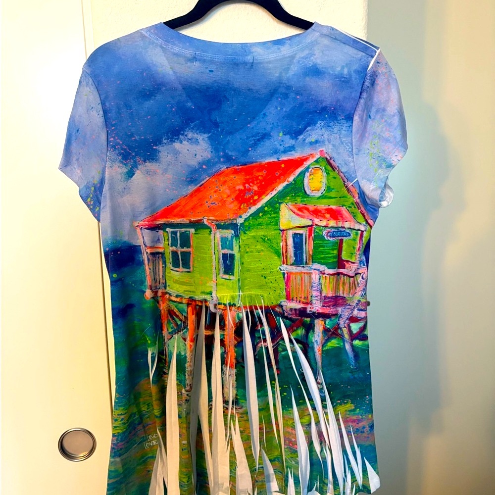 Colorful Artistic Print Women's Top - Picture 2 of 4